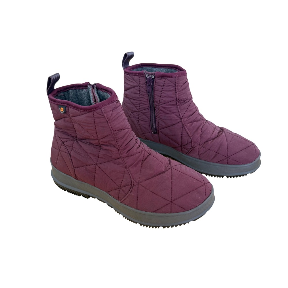 Bogs Snowday Low Boots Size 7 Burgundy Quilted Waterproof Winter Insulated Gorp